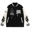 Brev Broderi Mäns basebolljacka Y2K Flame Leather Varsity Jacket Windbreaker High Street Hip-Hop Vintage Coat Clothing 240113