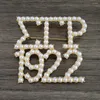 Brooches Metal Inlaid Pearl SGR Logo Greek Number 1922 Women's Jewelry Brooch