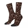 Men's Socks Autumn Winter Hip-hop Women Men Sprinkled Musical Note Pattern On Brown Sweat Absorbing Basketball