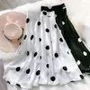 Skirts Women Ladies Girl Clothes Clothings Casual Polka Dot Leisure Print White Black A-Link Tutu Sundress