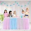 Tulle Table Skirt Highend Goldrimmed Mesh Year's Year Party El Supplies Cover Y240112
