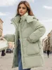 Kadın Trençkotları Ceket Kadın Kış Ceketi Moda Sıcak Kapşonlu Kapitelenmiş Kalın Kalma Uzun Parkas Zarif Yastıklı Ceketler 2024
