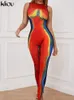 Kliou 3D Print Color Blocking Jumpsuits Vrouwen Esthetische Mode Y2K O-hals Mouwloos Slanke Algemene Dame Straat Outfit 240112