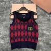 Dames Designer Sweater Vest Plaid Fashion Retro All-match Slim Knit Vest Trui Herfst en winter