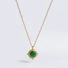 Pendentif Colliers Greatera Natural Green Stone Collier rond pour femmes Golden 316L Collier de chaîne en acier inoxydable Bijoux à la mode