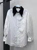 여성용 블라우스 스타일 스파킹 절묘한 다이아몬드 여성용 검은 흰색면 셔츠 2024 느슨한 긴 소매 상단 blusas