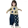 Куртки 2024, детский свитер, женская мода, утепленная осенне-зимняя свободная детская/зимняя одежда, трикотаж для маленьких девочек, пуловер