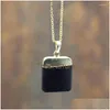 Pendant Necklaces Arrival Black Obsidians Gold Color Link Chains Jewelry Rec Necklace In 16-32 Inch Nm5860 Drop Delivery Dh43G