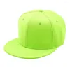 Ball Caps Neon Yellow Green Men's Flat Brim Snapback Hat Women Plain Baseball Cap Fluorescent Orange Bright Hip Hop