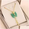 Pendant Necklaces Vintage Elegant Green Butterfly For Women Trendy Female Tassels Neck Chain Jewelry Ladies Party Accessories Drop De Dhuyv