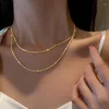 Pendanthalsband Modyle 2024 Fashion Gold Color Cross Halsband för kvinnor Två lager Sparkling CLAVICLE CHOKER SMYCKEL GANGT