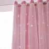 Star Curtain for Girls Bedroom Wysoka zaciemnienie podwójna warstwa Sheer nakładka do pokoju dziecięcego gwiazda księżniczki Pink 240113