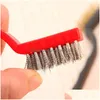 Cleaning Brushes 3Pcs/Set Gas Stove Cleaning Wire Brush Kitchen Tools Metal Fiber Strong Decontamination Copper/Iron/Nylon Hh0428 Drop Dhb8W