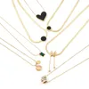 Pendant Necklaces Stainless Steel Gold Color Link Cable Chain Necklace Black Butterfly Heart Round Women Party Jewelry 1PCs