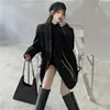 Femmes mode Double boutonnage lâche Blazer coréen haute rue à manches longues costume veste noir col cranté dames vêtements d'extérieur 240113