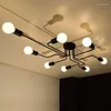シャンデリアリビングルーム用の複数のロッド錬鉄のシャンデリアヴィンテージライトインダストリアルロフトノルディックホーム照明器具