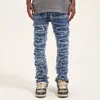 Retro buraco rasgado jeans angustiados para homens em linha reta lavado harajuku hip hop solto denim calças estilo vibe casual jean calças 240112