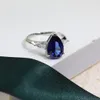 European and American retro blue tourmaline ring, female four claw grandmother, sapphire simulation diamond ring, Korean version, temperament, fashion ring, female