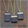 Pendant Necklaces Arrival Black Obsidians Gold Color Link Chains Jewelry Rec Necklace In 16-32 Inch Nm5860 Drop Delivery Dh43G