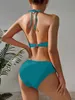 Halter Bikini Set Solide Badeanzug Frauen Sexy Bademode Weibliche Gepolsterte Badegäste Baden Schwimmen Badeanzug Bademode 240113