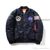 Kurtki NASA Fall Flight Pilot Port Catter Black Green Bomber MA1 MĘŻCZYZNA NASA Haftowe płaszcze baseballowe z Zipper CP Bomber Jacket Męskie kurtki 3 CG9A