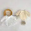 Rompers Milancel 2023 Nieuwe babymeisjes kleding gaas bodysuit baby één stuk peuter verjaardagskleding H240508