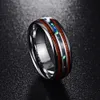 JQUEEN 8mm Hawaiian Koa Wood and Abalone Shell Tungsten Carbide Rings Wedding Bands for Men Comfort Fit Size 417 240112