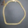 18mm Vvs Moissanite Diamond Solid Gold Plated Prong Set Miami Cuban Link Chains with Certificate