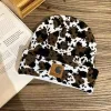 Grunge Hip Hop Casual Vintage Mode Casual Outdoor Cap Strickmütze Damen Beanie Winter Warme Mützen Gothic Kuh Muster