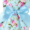 Ropa para perros Vestido de verano Impresión Tullle Ropa para mascotas para fiesta pequeña Cumpleaños Boda Bowknot Disfraz de cachorro