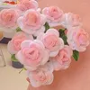 Decorative Flowers High Quality Handmade Rose Flower Gradient Pink Color For Valentine's Day Romantic Diy Bouquet Gifts Wedding Party Decor