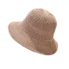 Berretti Primavera Estate Donna Cappello a cloche lavorato a maglia cavo Classico Tinta unita Secchio Cappello da sole Cappellino da pescatore Casual Berretto da spiaggia pieghevole