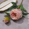 2 têtes Lafite rose bord rôti rose commerce extérieur transfrontalier en gros fausse fleur rétro intérieur doux décoration fleur de soie XW