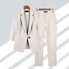 2024 Spring Summer Elegant Suit Jacket Matching Set Women's Korean Chic Blazers Coat Pants 2 Piece Female Professional Suit 240113