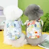 Dog Apparel Pet Dress Square Neck Sleeveless Adorable Soft Floral Print Puppy Beach Hawaiian Style T-Shirts Thin Daily