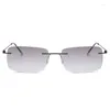 Lunettes de soleil Super Blue Light Presbytes Lunettes de lecture bifocales sans cadre Gris/marron Ultra pour hommes