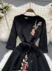 EWQ Sweet Style Y2K Long Dresse for Women Hafdery Haft-Up Patchwork High Talle A-Line Sukienki Spring Summer SN0775 240112