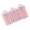 3 -pack te -tennbehållare lådor med lufttäta lock - 10 x 17 cm - för piller Fall Löst te socker och kaffe - rosa 240113