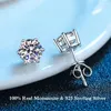 Aeteey Real Diamond Stud Earrings D Color 1CT 925 Sterling Silver Six Prong Wedding Fine Jewelry for Women 240112