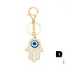 Key Rings Color Rhinestone Evil Eye Key Rings Keychain Turkish Blue Eyes Charm Bag Pendant Keyring Holder Drop Delivery Jewelry Dhmn6