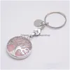 Lobster Clasp Tree Of Life Natural Rose Quartz Gem Stone Key Ring Healing Crystal Keychain Jewelry Birthday Keyrings Gift Drop Delive Dhpyk