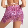 Sequins Tassel Dancewear Belly Dance Accessories Skirts Performance Mini Skirt Adjustable Waist Chain Belts for Women Clothes 240113