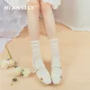 Hiannecy Original Lovely Lace Girl's Black Women's Pearl Socks JK Calf Lolita Socks Student Summer Ultra-Thin Silk White Socks 240113