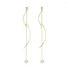 Dangle Earrings Bulk Price Trendy Star Flexural Brass Strands Drop For Women Green Zircon Pendant Fashion Jewelry