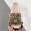 Soft slippers for women with thick leather soles casual luxury designer slides pleated decorative.