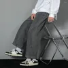 Męskie dżinsy solidne Mężczyzny spodnie retro streetwear szerokie nogi z głębokim kroczem oddychającym tkaniną luźne dopasowanie długo dla wygody