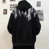 Herrtröjor tröjor bla mäns amerikansk stil high street abstrakt skalle spöke hand tryck sport hoodie ro lös tatoo hip hop streetwearyolq