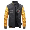 남자 야구 저지 Y2K 청소년 스타일 편지 자수 재킷 유럽계 미국인 패션 스탠드 칼라 PU 가죽 코트 240112