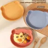 Nuove tazze piatti utensili da tavolo in silicone set di bambini con piatto da cartone animato tazza d'acqua cucchiaio forche