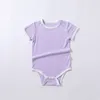 Barboteuse d'été en coton à manches courtes pour bébé, body fin, vêtements pour enfants, garçons et filles, combinaison unisexe Simple et unie